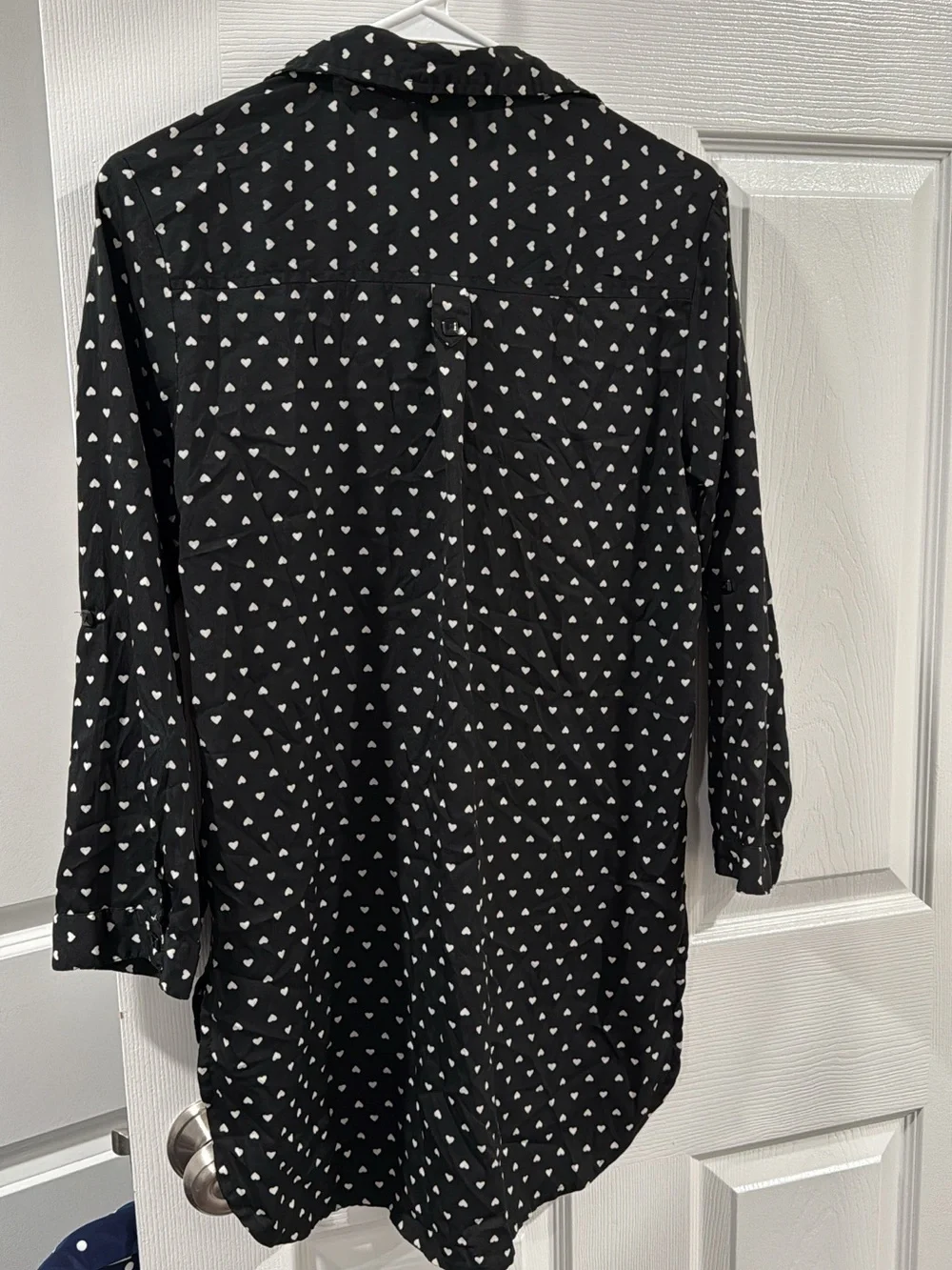 Women's Black Heart-Print Twist Front Blouse